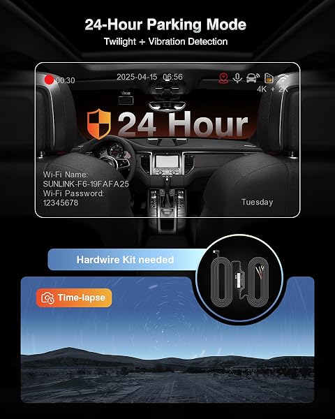 FAIMEE 4K DASH CAM FRONT AND REAR WITH GPS, UPGRADED 5.8G WIFI, DUAL DASH CAMERA FOR CARS, NIGHT VISION, WDR, 160°WIDE ANGLE, 24H PARKING MONITOR, EMERGENCY LOCK, 3″ IPS SCREEN