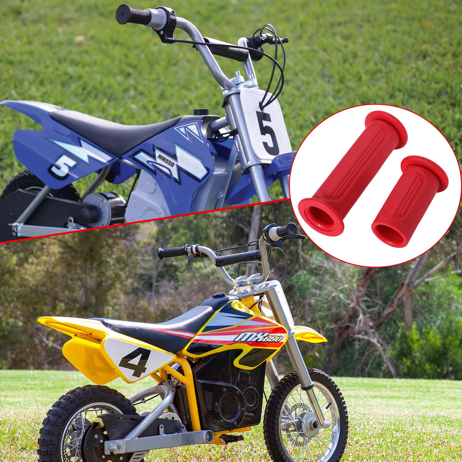 KAMIER Handlebar Grips for Razor MX350 MX400 MX650 MX500 SX500 Mcgrath Dirt Bike E325 E300 E200 E100 Pocket Mod Electric Scooter Dirt Quad 4 Wheeler RSF650 Off Road Motocross Mini Pocket Bike Parts
