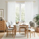 MRTREES White Voile Curtains 2 Panels 132x137 cm Rod Pocket 54 Drop view 8