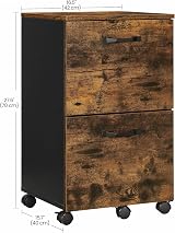 VASAGLE Office Cabinet on Wheels with 2 Drawers Rustic Brown Black view 7