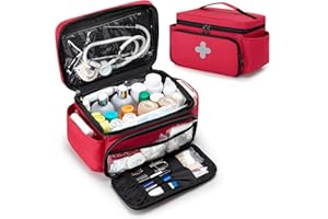 CURMIO Small Medicine Bag, Family First Aid Bag Organizer Box for Emergency Medical Kit, Not Include Accessories, Empty Bag, 
