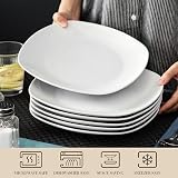 MALACASA 6-Piece Square Porcelain Dinner Plates Set 9.7" Elisa White view 4