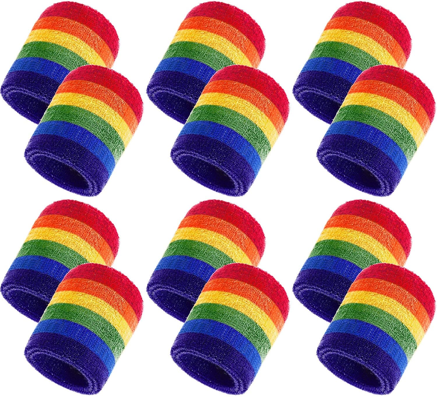 Bememo 12 Pack Sweatbands Sports Wristband Cotton Sweat Band for Men and Women Good for Tennis Basketball, Running, Gym