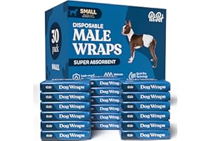 PITPET Comfortable Male Dog Diapers - 30-Pack Super Absorbent Disposable Male Dog Wraps- FlashDry Gel Technology, Wetness Indicator Doggie Diapers- Leakproof Belly Wraps for Incontinence, Excitable Urination