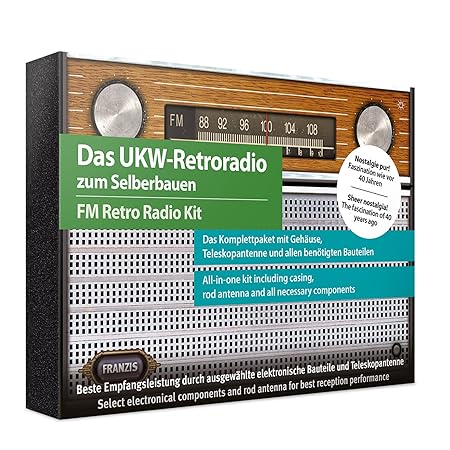 Unbekannt UKW Retroradio zum Selberbauen für Kinder ab 14 Jahren Bausatz mit Platine, Antenne und Handbuch • FM Radio Modellb