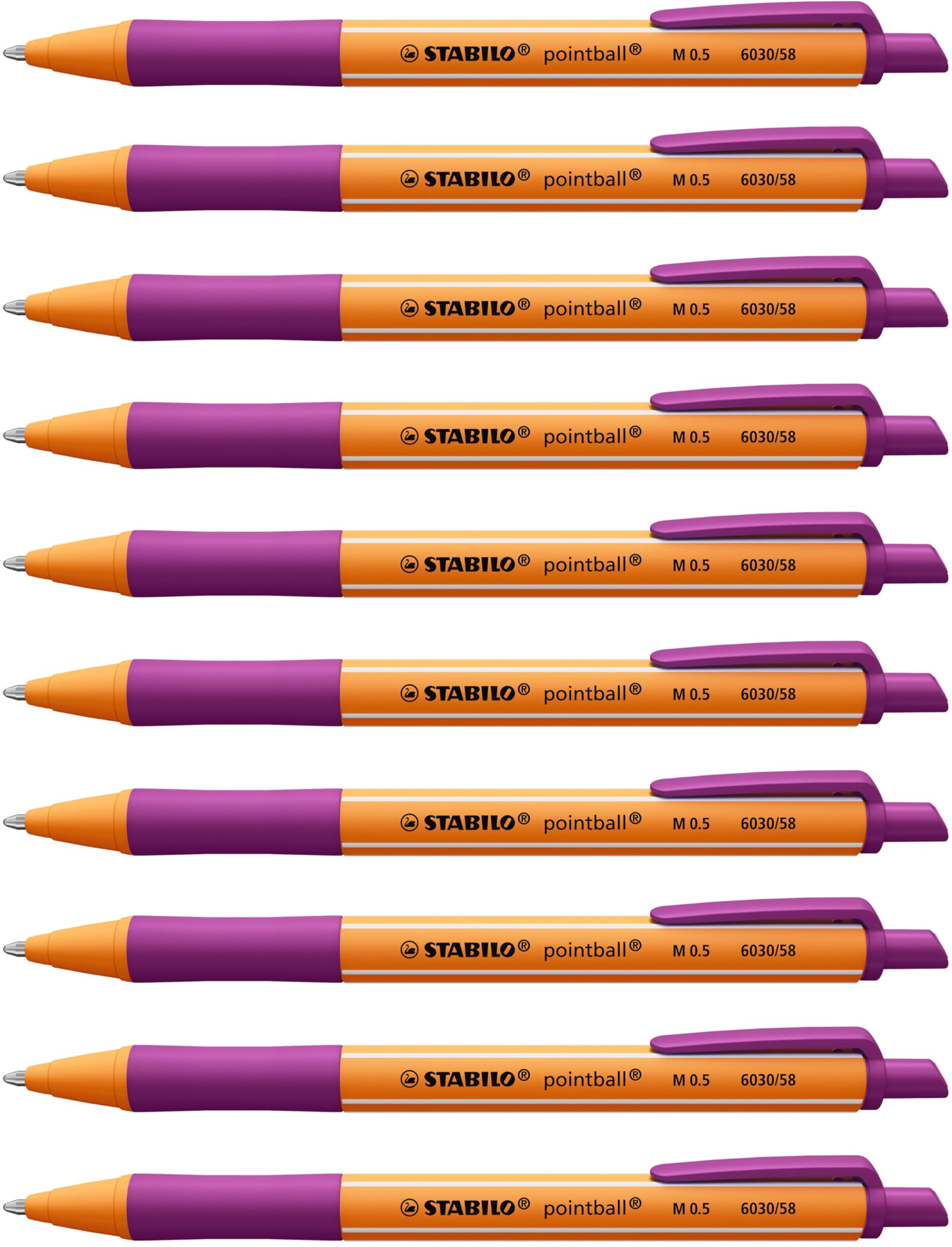 STABILO pointball - Ballpoint Pen - Pack of 10 - Lilac