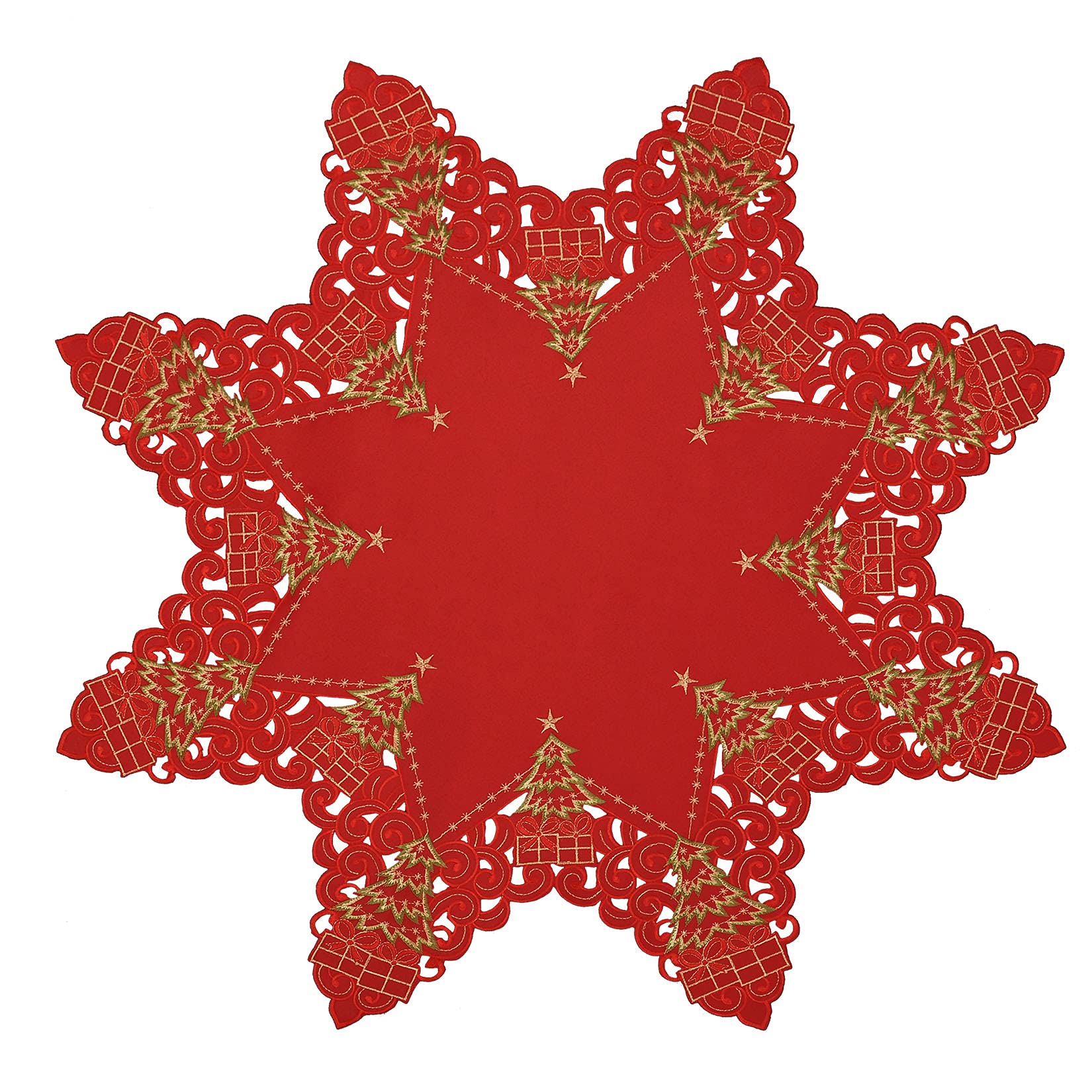 Grelucgo Christmas Tree Octagon Embroidered Tablecloth 86cm