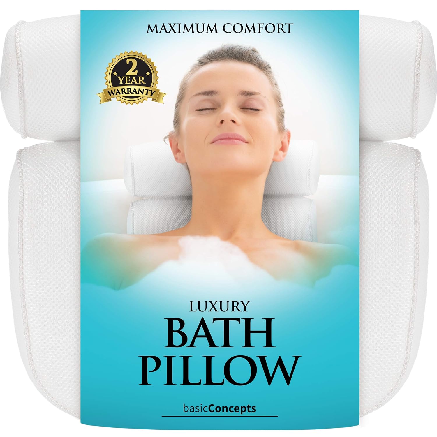 Bath Pillow (Premium Quality), Luxury Bathtub Pillow Rest (Powerful Suction Cups), Bath Pillows for Tub Neck and Back Support, Spa Pillow for Bathtub (Breathable 3D Mesh), Hot Tub Pillow (Head) : Beauty