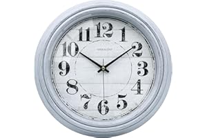 WISKALON Retro Wall Clock 12 Inch Silent Non Ticking Battery Operated Quartz Round Wall Clock,Big Arabic Numerals Decorative 