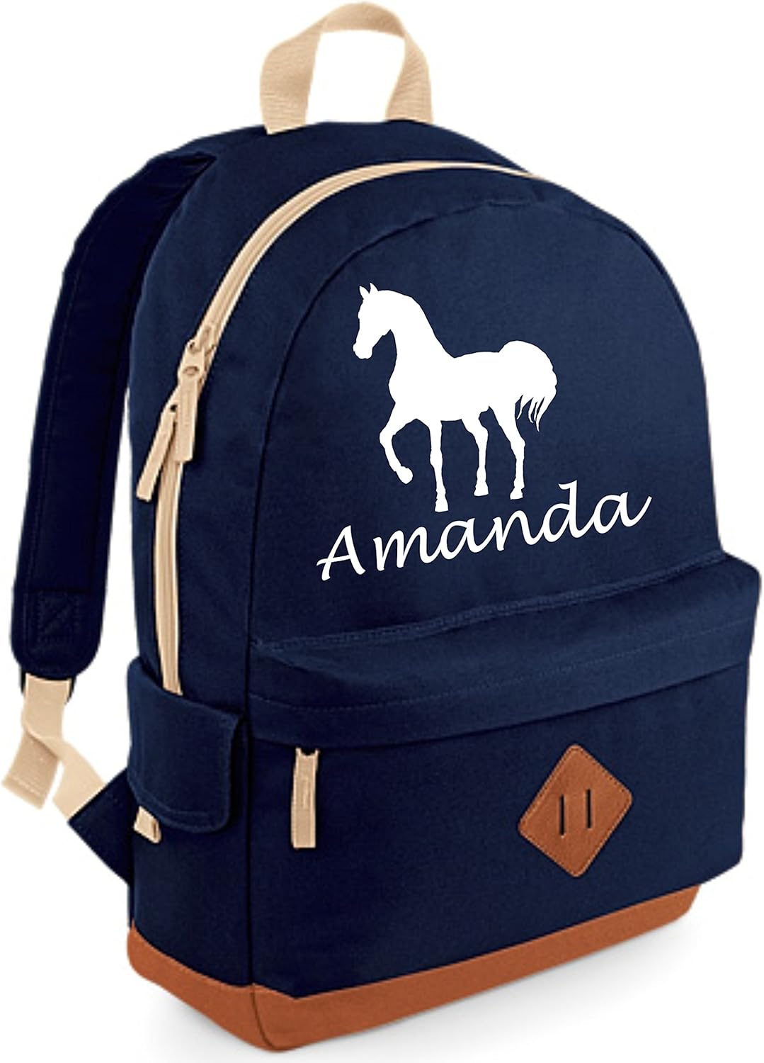 Girls Personalised Horse Glitter Backpack School Rucksack Childrens