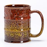 HYTYSKAR 20 Oz Coffee Cups-Beer Mug, Large Ceramic Coffee Mugs, Handmade Pottery Mug, Tea Cups with Handle for Office and Home, Dishwasher and Microwave Safe (Orange & Yellow)