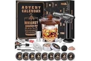 ESPRAY Whiskey Advent Calendar 2025 for Men, 24-Day Bourbon Smoker Infuser Kit for Cocktail and whisky Lovers, Perfect Christmas and Holiday Gift for Husband, Dad, Boyfriend, Him(NO BUTANE,GLASS)