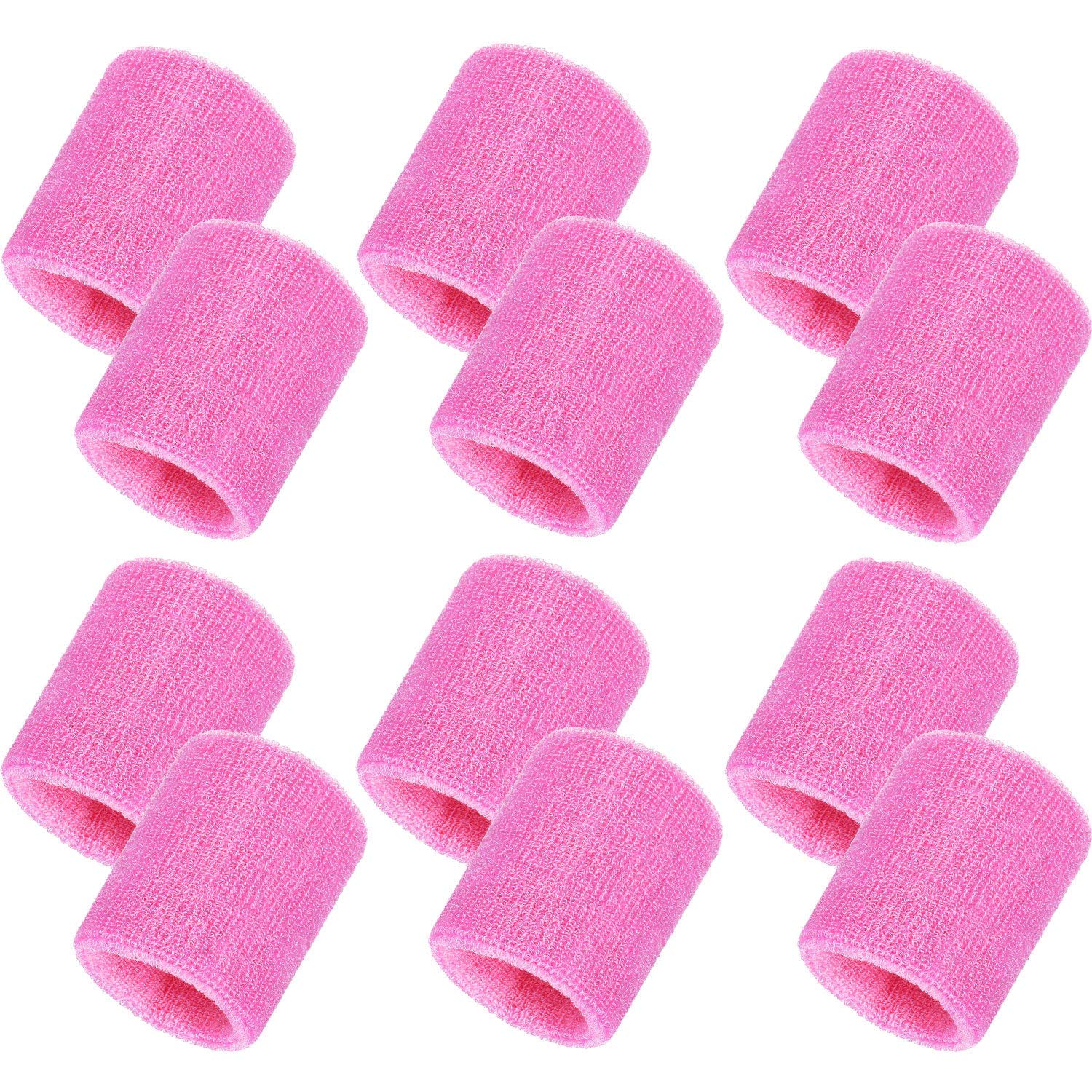 12 Pack Sweatbands Sports Wristband Cotton Sweat Band for Men and Women, Good for Tennis, Basketball, Running, Gym, Working Out (Pink)