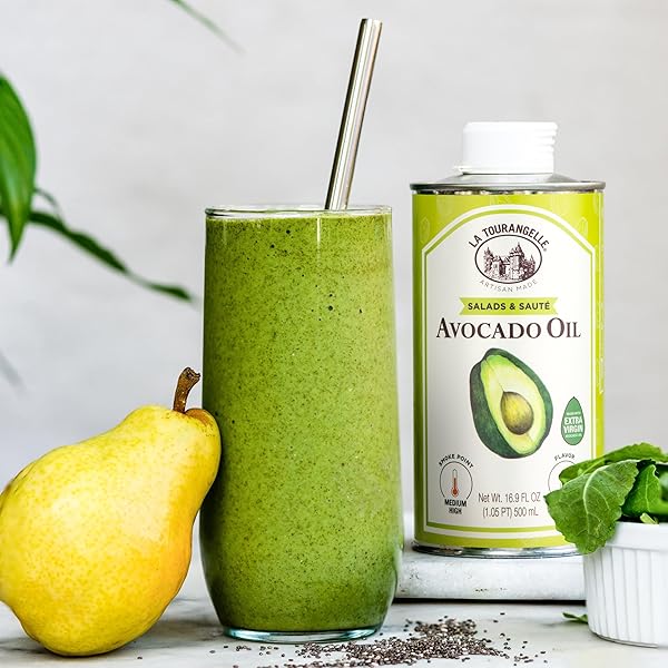 LA TOURANGELLE AVOCADO OIL 16.9 FL OZ, ALL-NATURAL, ARTISANAL, GREAT FOR SALADS, FRUIT, FISH OR VEGETABLES, BUTTERY FLAVOR