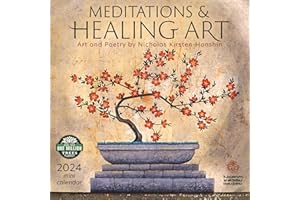 Meditations & Healing Art 2024 Mini Wall Calendar: Art and Poetry by Nicholas Kirsten-Honshin | Compact 7" x 14" Open | Amber Lotus Publishing