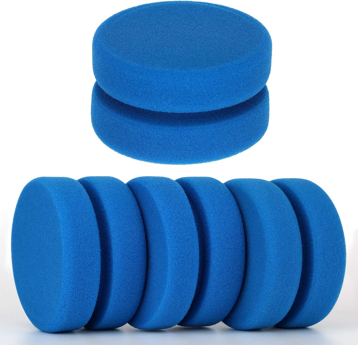 LUTER 4Pcs Paint Sponge Applicators, Double-Sided Round Artist Sponge Paint Brush for Painting, Arts and Crafts (3 Inch, Blue)