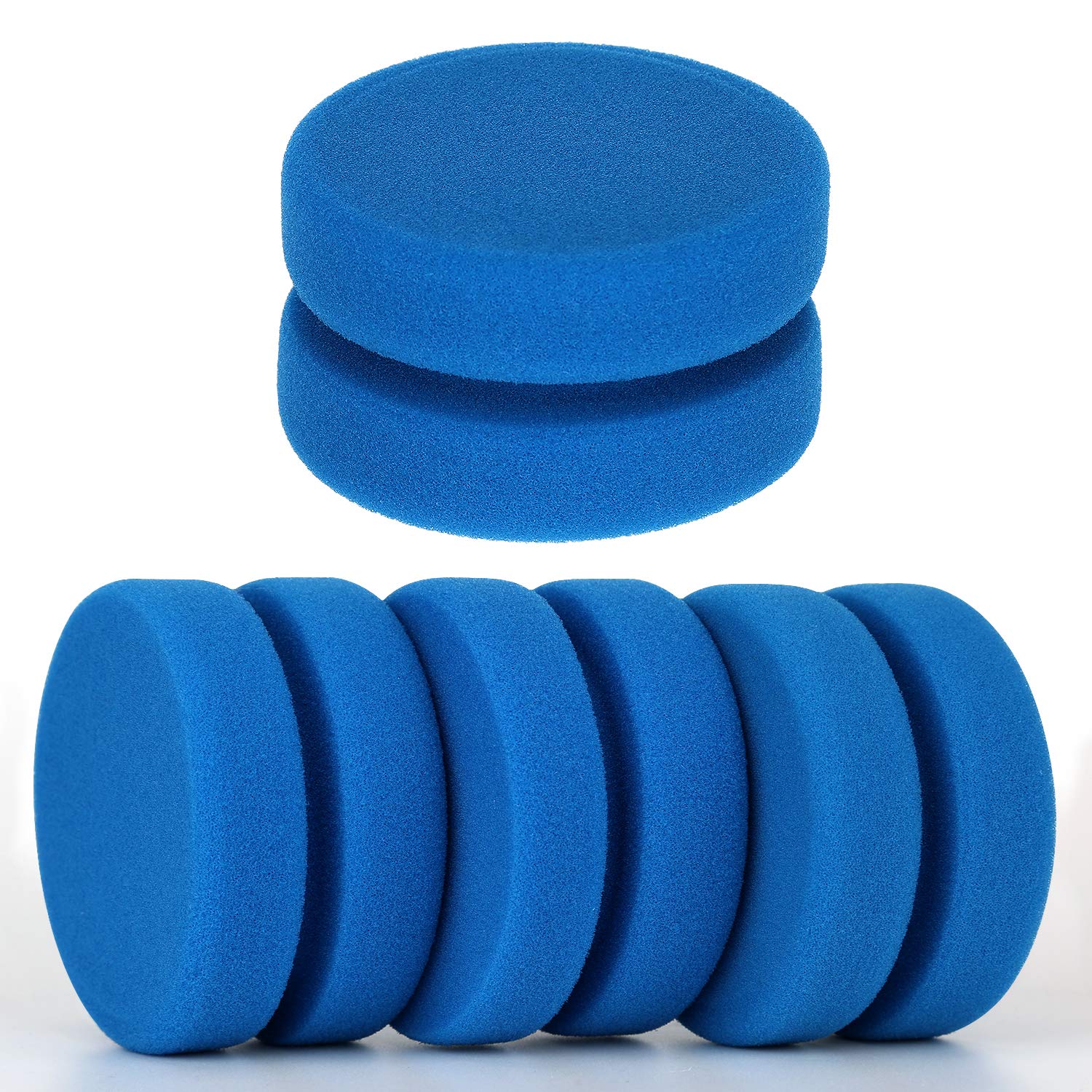 LUTER 4Pcs Paint Sponge Applicators, Double-Sided Round Artist Sponge Paint Brush for Painting, Arts and Crafts (3 Inch, Blue)