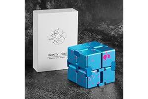 YAGNIE Metal Infinity Fidget Cube Toy for Adults,Cool Home Office Classroom Traval Desk Gadgets Gifts for ADHD ADD Autism and Stress Anxiety Relief. (Blue Fuchsia Metal)