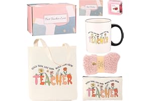 fcaylo Best Teacher Gifts for Women Mothers Day Gifts for Teacher,Teacher Appreciation Gifts from Student,Teacher’s Day Gifts, Funny Teacher Gift Set with Tote Bags/Coffee Mug.