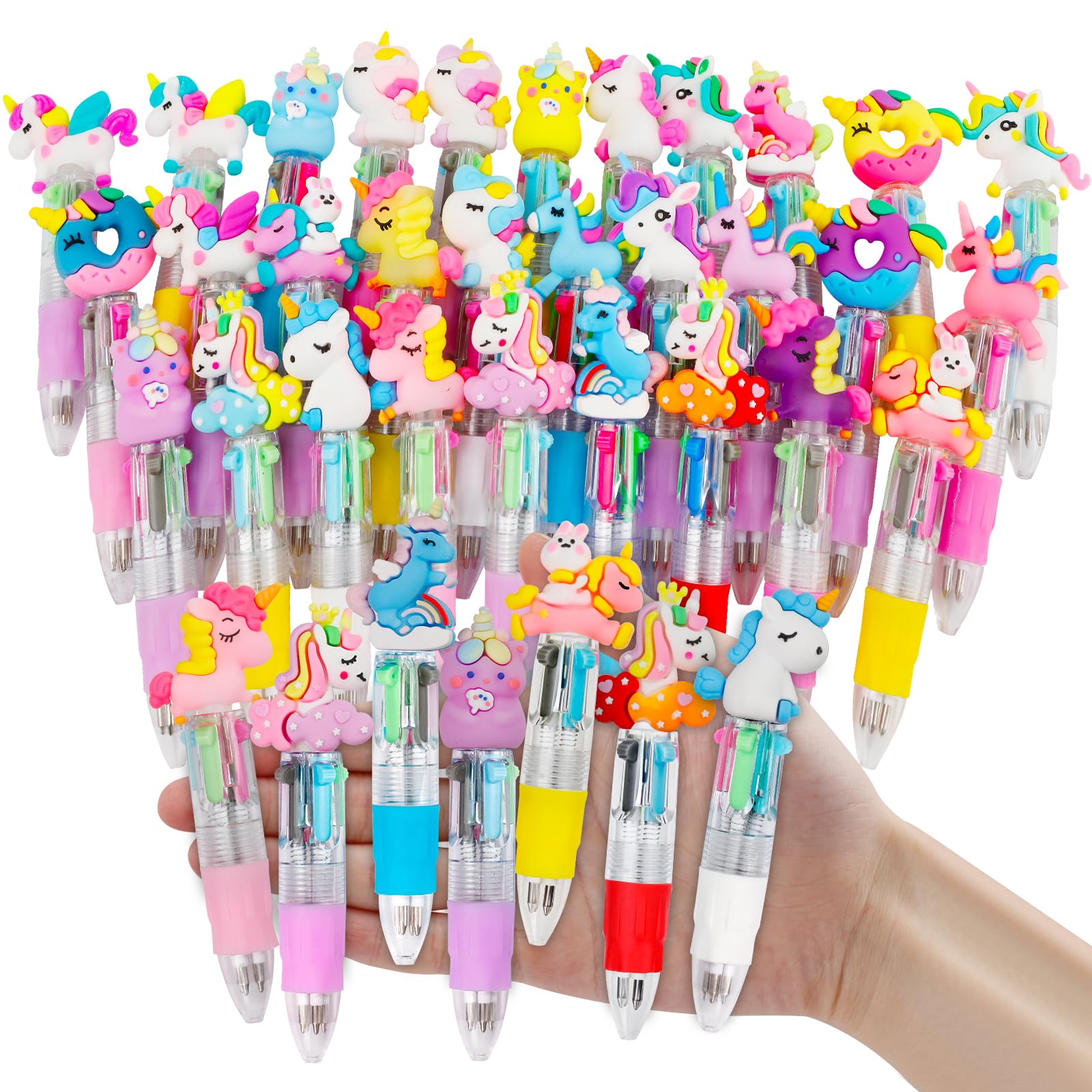 Photo 1 of 30Pcs Mini Multicolor Pens in One 4-in-1 Cute Pens Bulk for Kids, Ballpoint Pen for Birthdays and Children's Parties, Fun Gifts Assorted Ink Kawaii Pen(unicorn)