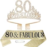 Gold 80th Birthday Tiara & Sash Set, Happy 80th - Fabulous Decorations