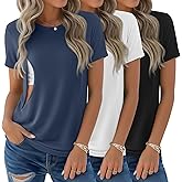 Sweetyweee 3 Pack Women's Maternity Nursing Shirt for Breastfeeding Hidden Zipper Short Sleeve Crew Neck Pregnancy Top