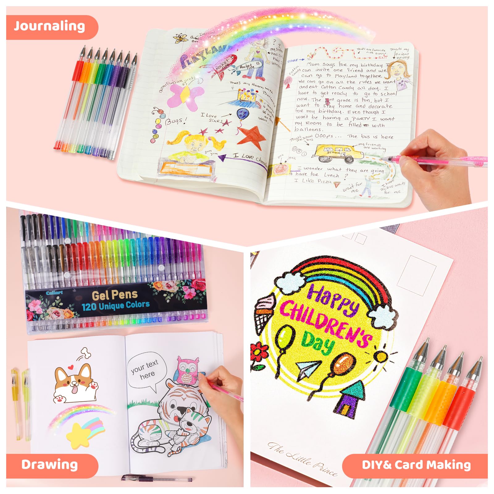 120 Colors Gel Pens, Colored Neon Glitter Pen Set for Adult Coloring Books, 40% More Ink Fine Point, Art Supplies Stocking Stuffers Christmas Gifts for Adults Drawing Doodling Scrapbook Journaling