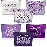 Hillban 6 Pcs Purple Makeup Bag Gifts Inspirational Purple Zipper Cosmetic Pouch Lover Gift Makeup Toiletry Bag for Women Travel Birthday