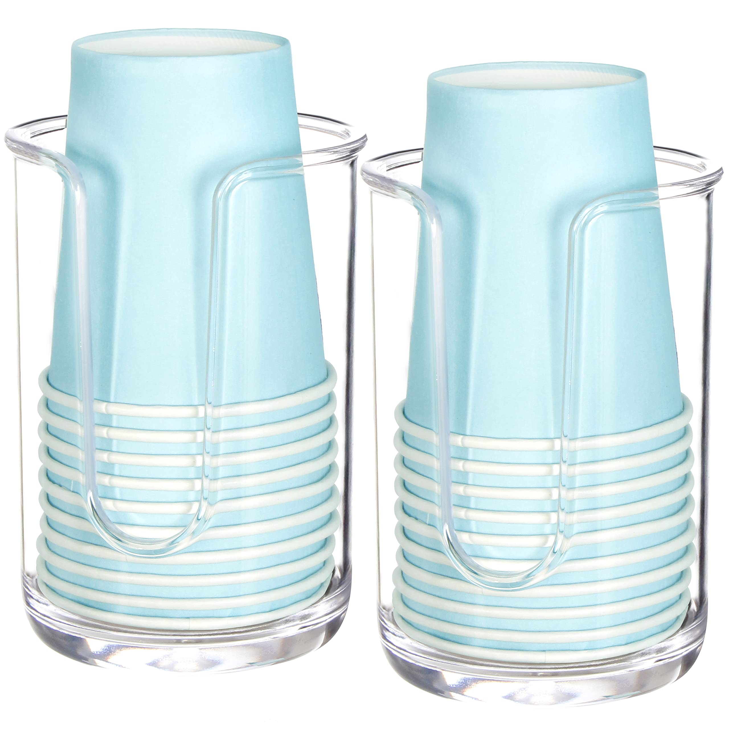 Youngever 2 Pack Plastic Disposable Paper Cup Dispenser, Re-usable Plastic Dispenser Cup Holder (Clear)