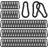 100 PCS 2.36'' Spring Snap Hook Carabiner, M6 1/4 Inch Galvanized Black Steel Carabiner Clip, 260LBS Holding Capacity Quick Link Clip Keychain for Hammock Dog Leash & Camping Gym