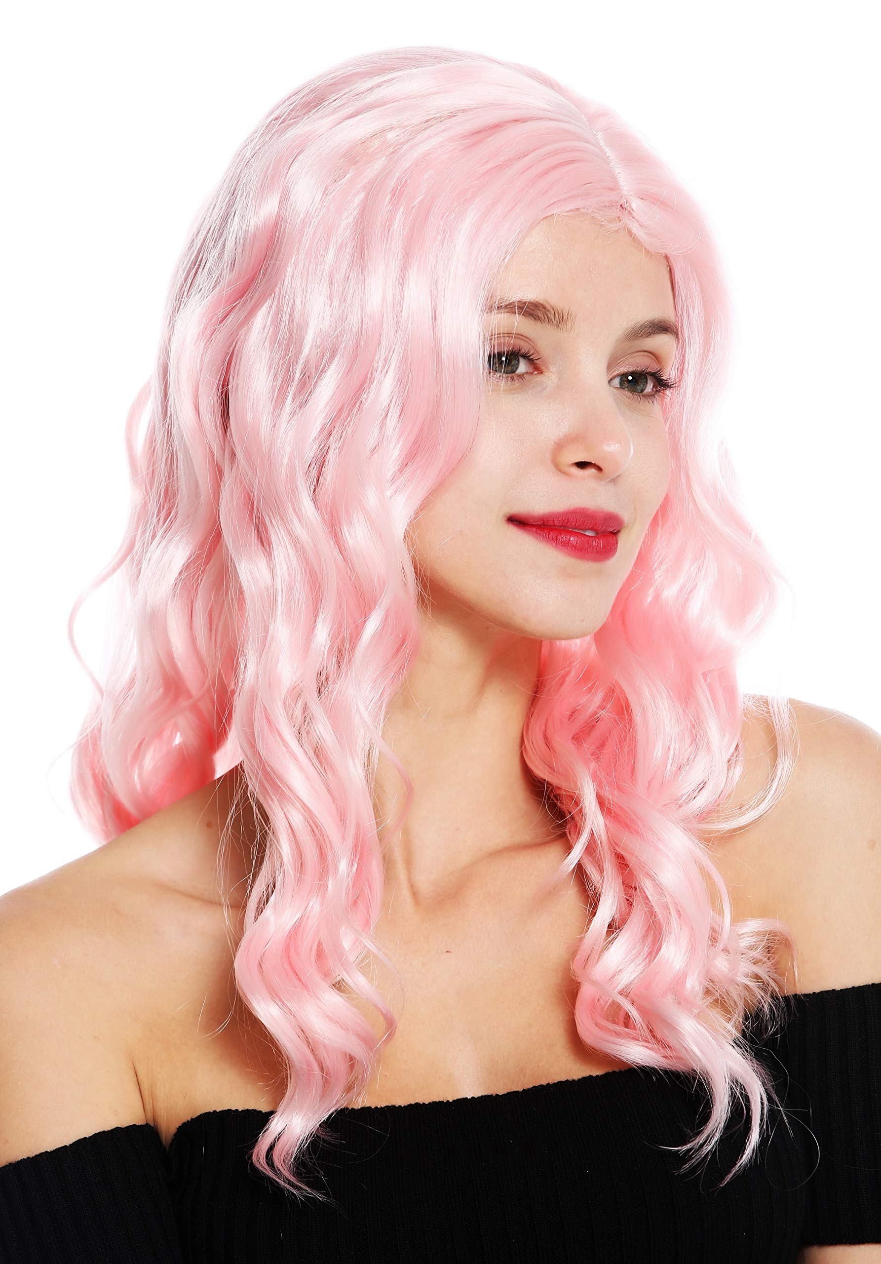 WIG ME UP - VK-9-T2333 quality women's wig long wavy middle parting hairline rose pink hairline