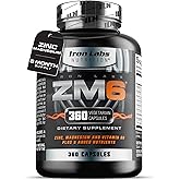 Iron Labs ZM6 – 6 Month Supply – Zinc Magnesium Aspartate Supplement – 360 Vegetarian Capsules – Magnesium and zinc Supplements for Men & Women