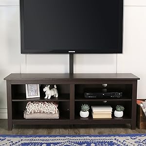 WE Furniture 58" Wood TV Stand Console with Mount, Espresso