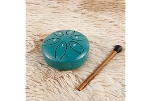 3 Inch Steel Rain Drum for Outdoor 6 Note Raindrum Instrument Soothing Sound Steel Mini Raindrum with Drum Mallet for Yoga Me