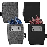 Homakover 4 pcs Pocket Square Card Holder for Man&rsquo;s Suits (Black and Dark Gray Color)