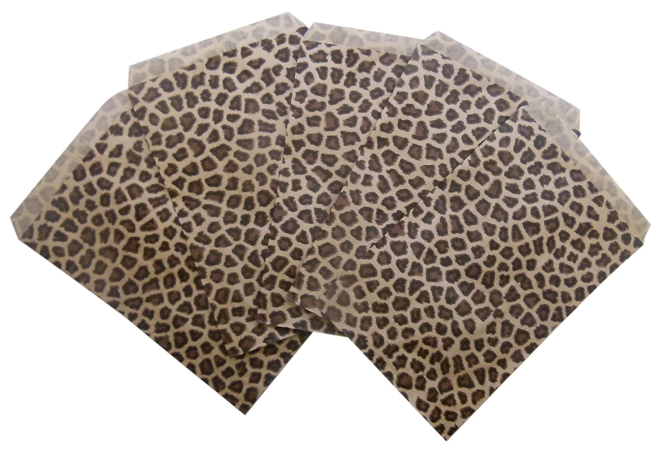 N'icePackaging 50 Qty 5" x 7" Cheetah Leopard Print Flat Plain Paper Gift Bags or Patterned Decorative Bags for candy, cookies, merchandise, pens, Party favors, showers, holidays, events and gifts