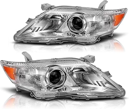 Amazon Com Autosaver88 Headlight Assembly Compatible With 2010 2011 Toyota Camry Hybrid Chrome Housing Amber Reflector Projector Headlights Driver And Passenger Side Automotive