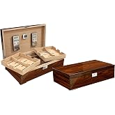Prestige Import Group Salvador Brazilian Rosewood Wood Finish Cigar Humidor w/Twin Trays - Up to 250 Capacity