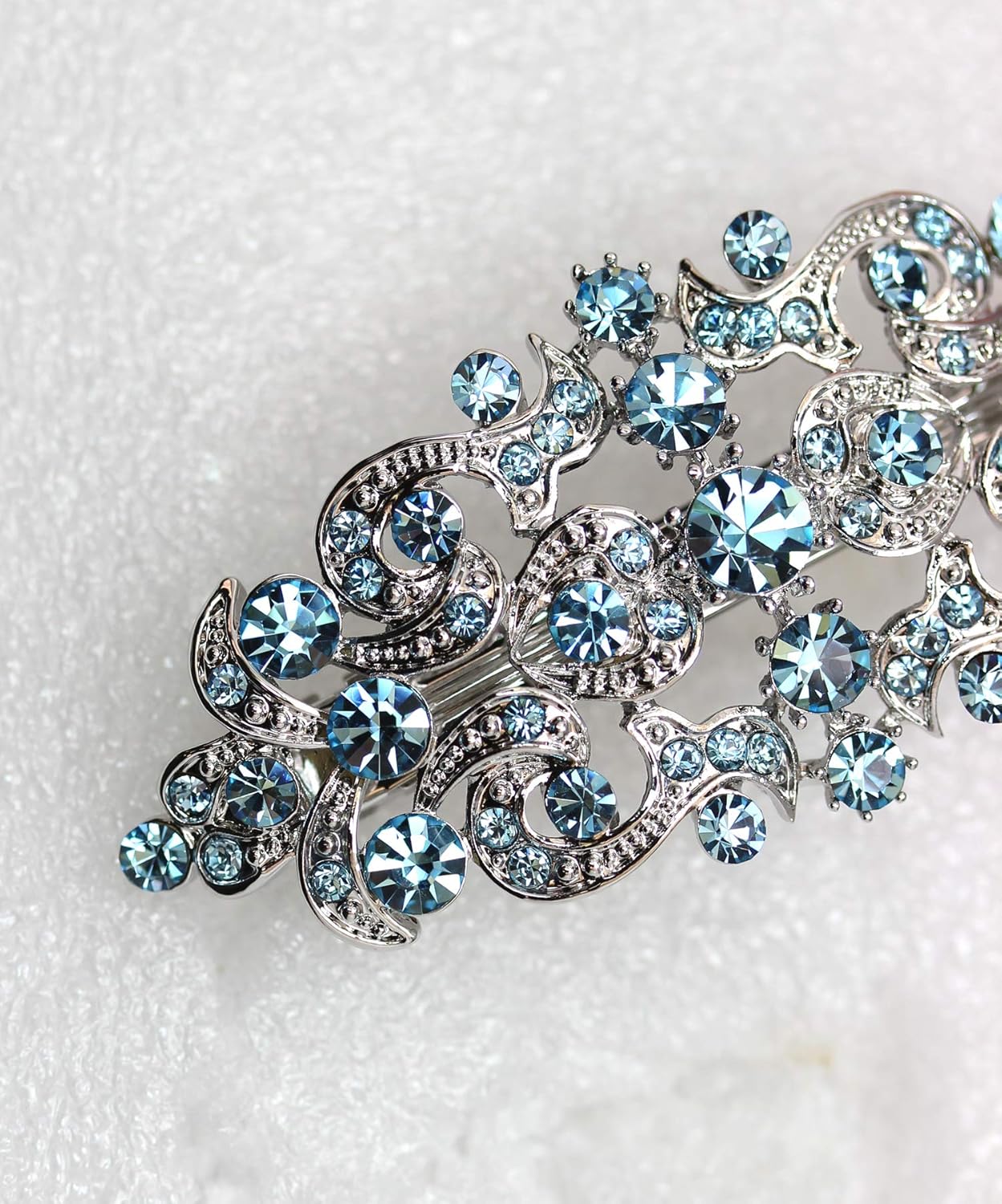 Faship Gorgeous Aqua Blue Rhinestone Crystal Floral Hair Barrette Clip : Beauty