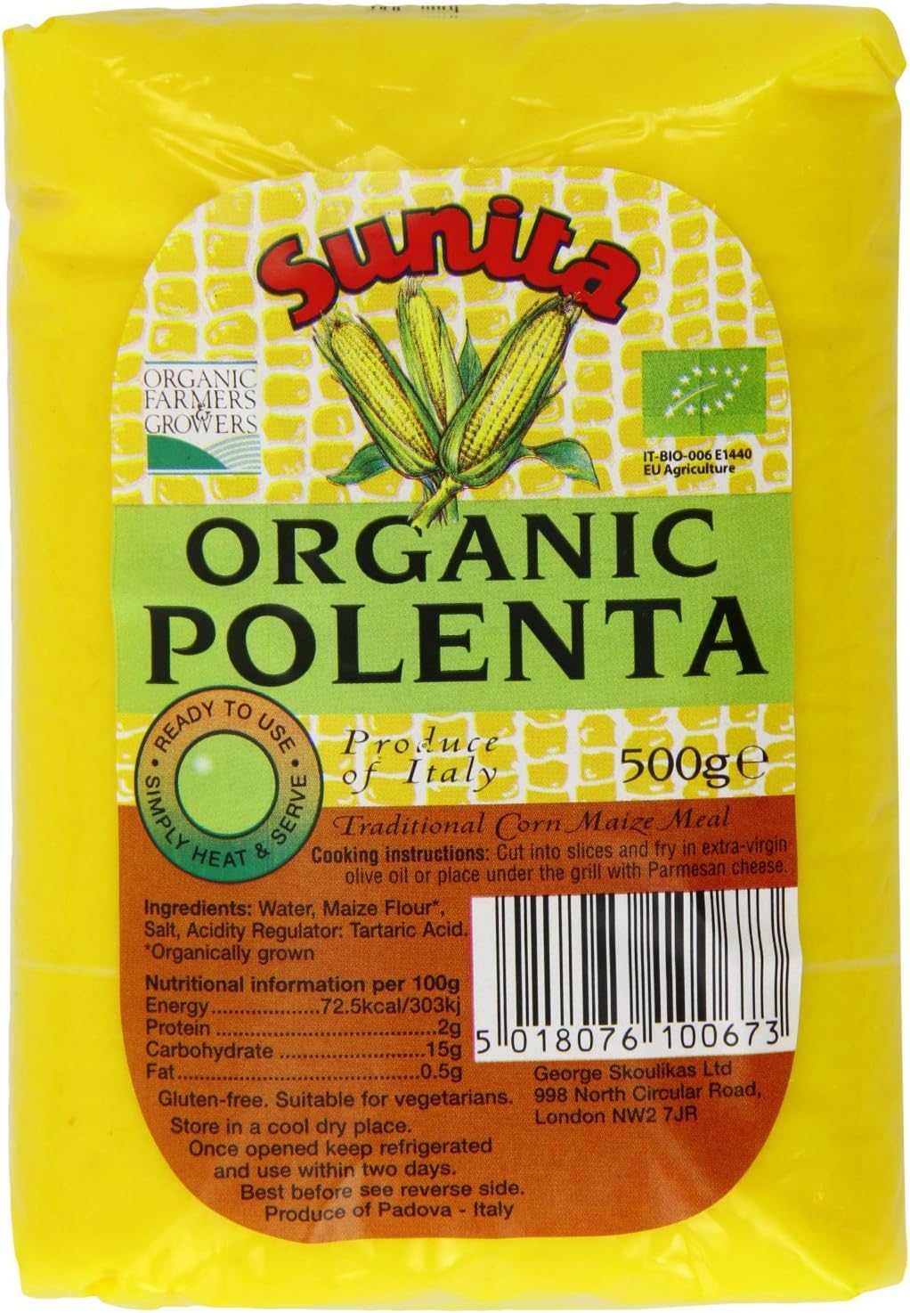 Sunita Org Polenta RTE 500g