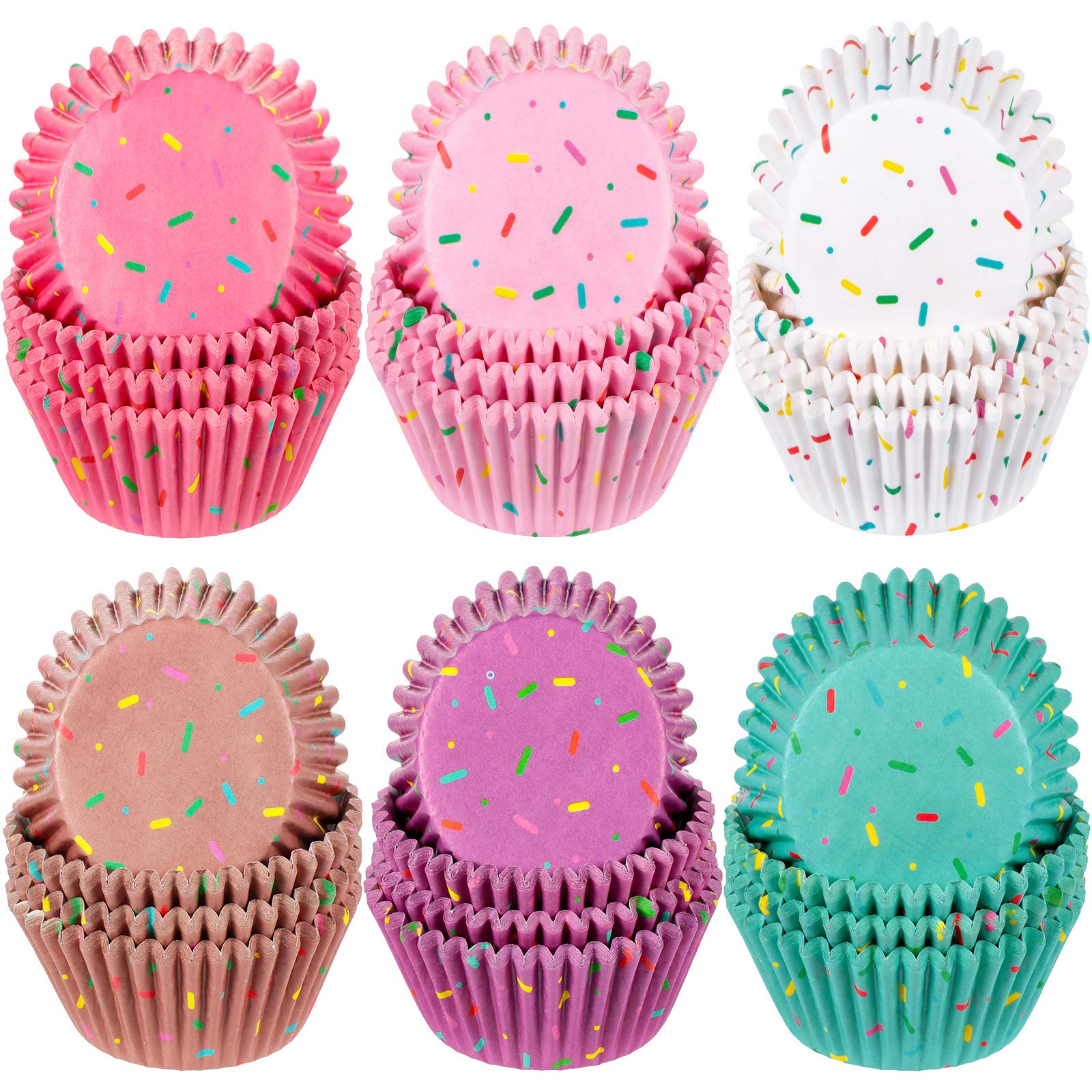Photo 1 of 600 Pieces Colorful Candy Cupcake Liners Colorful Paper Baking Cups Cupcake Wrappers Wraps Muffin Case Trays for Christmas Candyland Donut Party Decorations(Delicate Color)