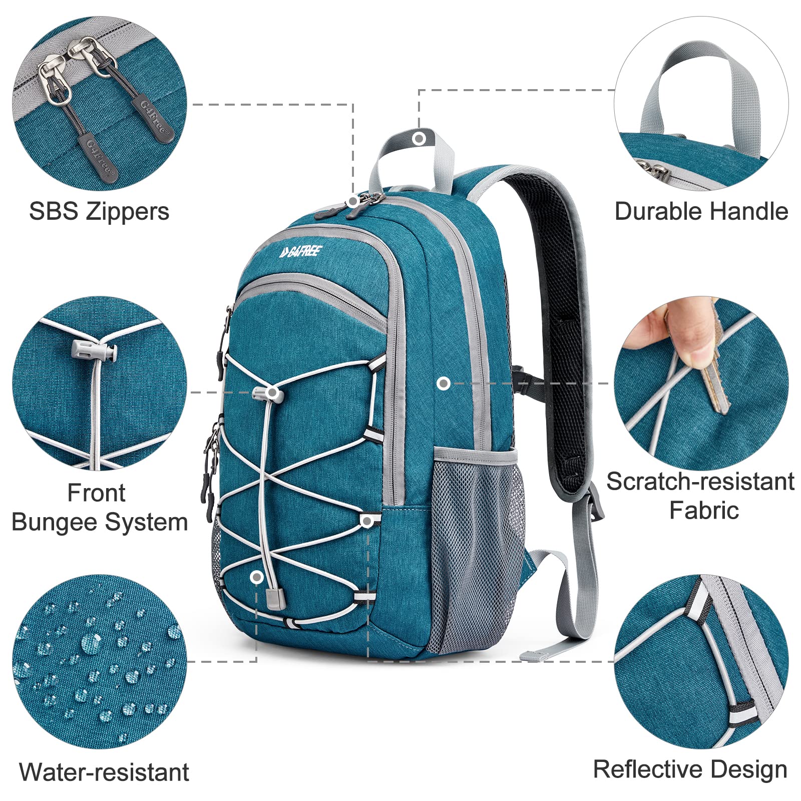 G4Free 12L Small Hiking Backpack RFID Mini Rucksack Compact Multipurpose Daypacks for Men Women Camping Walking Daytrip Travel