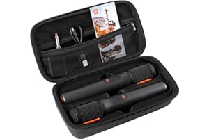 MAILADA Wireless Microphone Case For JBL Wireless Two Microphone System Handheld Dual Mic Travel Bag for Singing or Karaoke for Receivers, Adapters, AA Batteries-Black(Box Only-Black)
