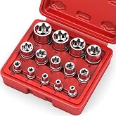 SEDY 14-Piece E-TORX Socket Set - Premium Female Torx Socket Set, Ultimate Torque Star Sockets, External Torx Sockets, E4 E5 E6 E7 E8 E10 E11 E12 E14 E16 E18 E20 E22 E24