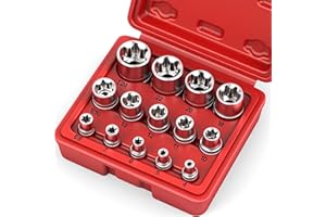 SEDY 14-Piece E-TORX Socket Set - Premium Female Torx Socket Set, Ultimate Torque Star Sockets, External Torx Sockets, E4 E5 E6 E7 E8 E10 E11 E12 E14 E16 E18 E20 E22 E24
