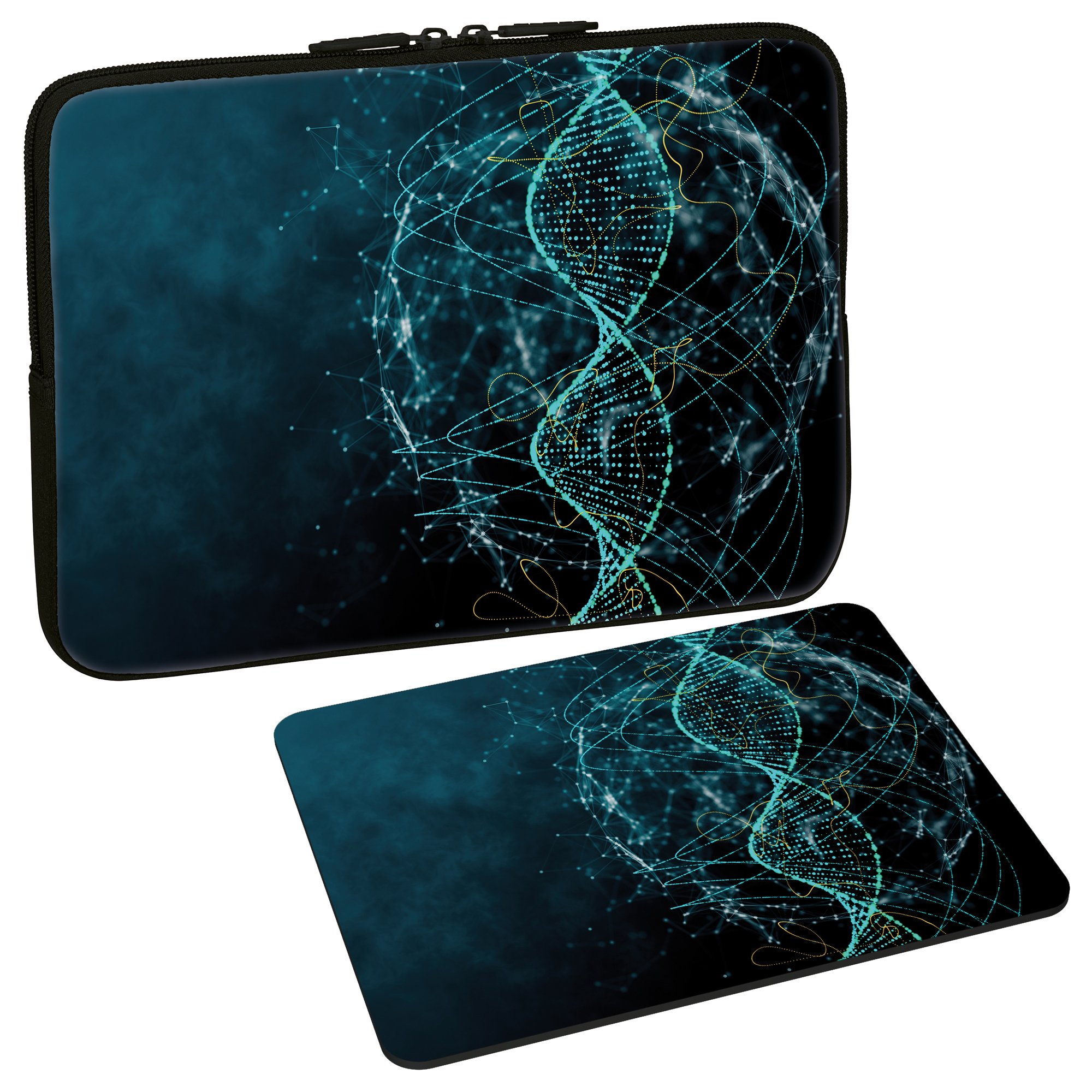 PEDEA Protective Sleeve, Notebook Case 10.1-Inch/13.3 inch/15.6 inch/17.3 inch DNA Strings 15,6 Zoll + Mauspad