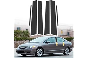 AMSPRAC Car Pillar Post Side Door Window Cover Trim,Car Door Window Outer Pillar Post Panel Covers fit for Honda Civic 8th Gen Sedan 4Doors 2006 2007 2008 2009 2010 2011,Carbon Fiber Look 6PCS