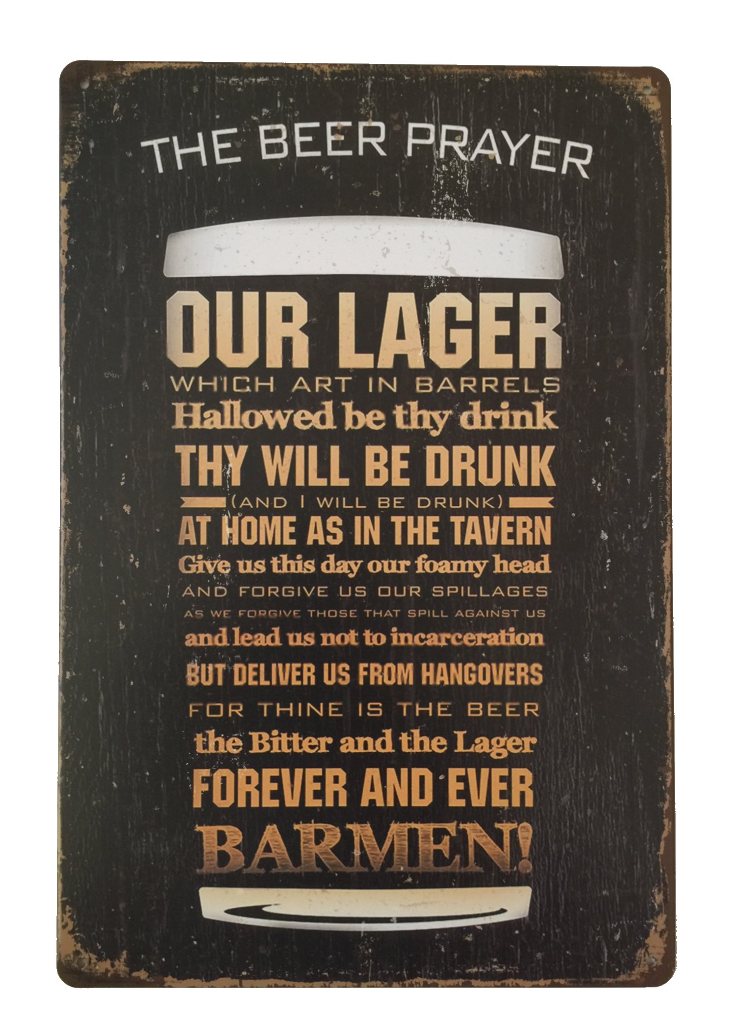 Tin Sign The Beer Prayer Metal Novelty Retro Vintage Wall Plaque 20x30cm Decorative Sign - Ideal for Pub Bar Office Home Bedroom Dining Room Kitchen - Cool Classic Gift Shabby Chic Present