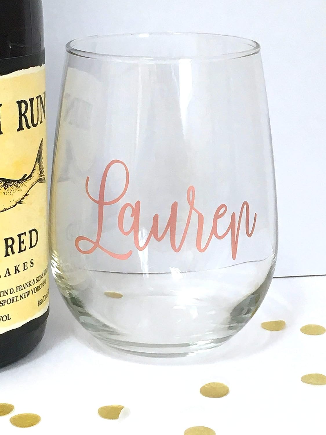Rose Gold Personalized Wine Glass Handmade
