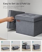SONGMICS Storage Ottoman Foldable Foot Rest 31x41 cm Slate Grey LSF200G51 view 8